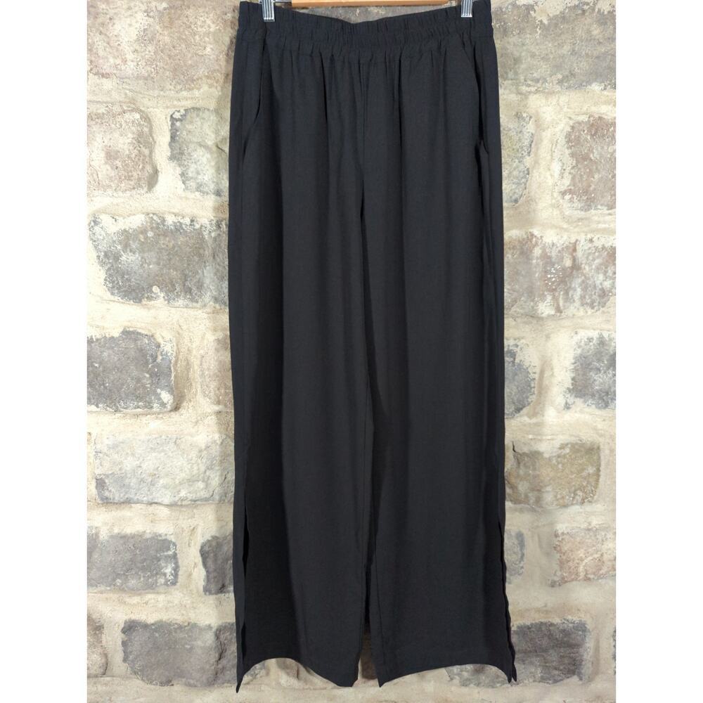 Evereve Sanctuary Pants Woman's Medium Black Wide Leg Split Hem NEW CP0860BE4